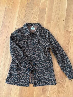 Leopard Print Button-Up Jacket - Brown & Black